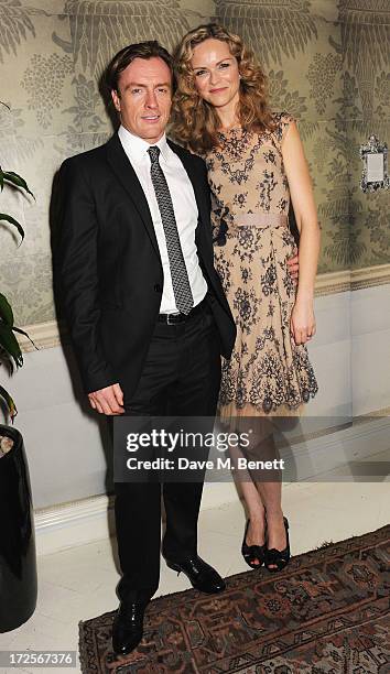 Toby Stephens and Anna Louise Plowman attend "Private Lives" Press Night at Kettners on July 3, 2013 in London, England.