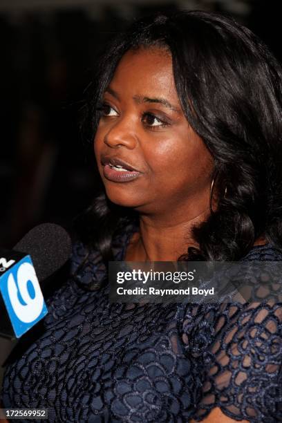 Actress and Oscar winner Octavia Spencer, is interviewed during the red carpet arrivals for the "Fruitvale Station" movie screening at the Showplace...