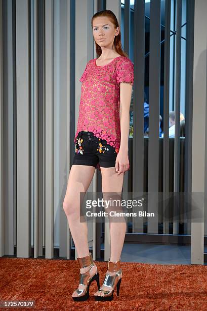 Model poses at Simone Anes & Stephan Pelger Show during Mercedes-Benz Fashion Week Spring/Summer 2014 on July 3, 2013 in Berlin, Germany.