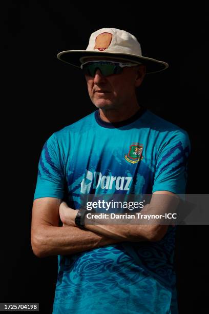 Bangladesh fast bowling coach Allan Donald looks on during the ICC Men's Cricket World Cup India 2023 England & Bangladesh Net Sessions at on October...