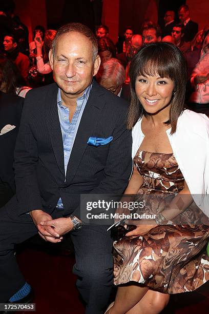 John Dempsey and his wife attend the Elie Saab show as part of Paris Fashion Week Haute-Couture Fall/Winter 2013-2014 at Palais Brongniart on July 3,...