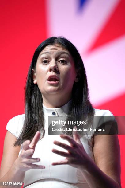 Lisa Nandy MP, Shadow Cabinet Minister for International Development delivers a speech to party delegates on day two of the Labour Party conference...