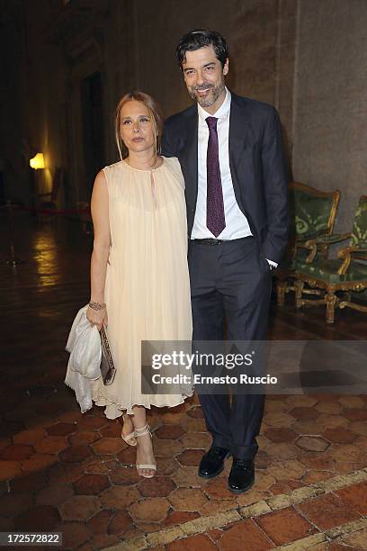 Sabrina Knaflitz and Alessandro Gassman attend the Globo D'Oro Awards at Palazzo Farnese on July 3, 2013 in Rome, Italy.