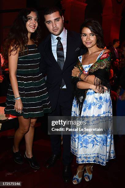 Nour Fares, Elie Jr Saab and Miroslava Duma attend the Elie Saab show as part of Paris Fashion Week Haute-Couture Fall/Winter 2013-2014 at Palais...