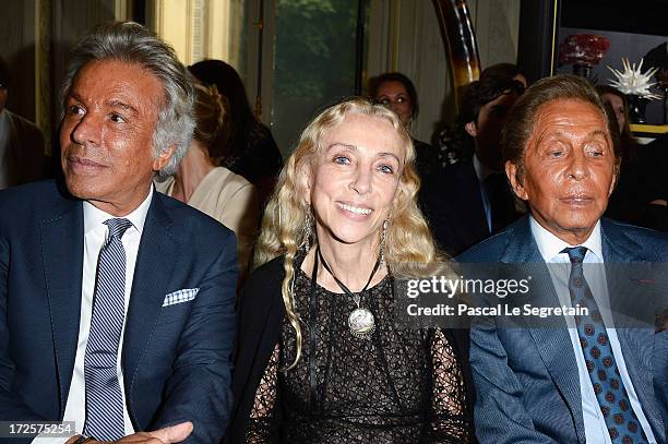 Giancarlo Giammetti, Franca Sozzani and Valentino Garavani attend the Valentino show as part of Paris Fashion Week Haute-Couture Fall/Winter...