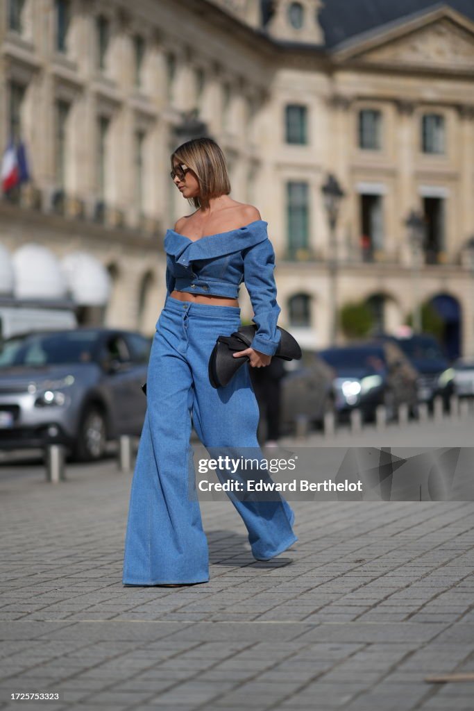 Street Style - Paris Fashion Week - Womenswear Spring/Summer 2024 - Day Five