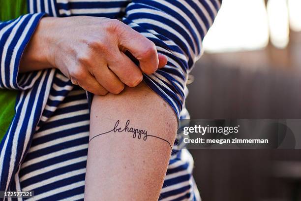 be happy - tattoo stock pictures, royalty-free photos & images