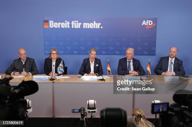 Alice Weidel , co-leader of the right-wing Alternative for Germany political party, AfD Hesse state elections lead candidate Robert Lambrou , AfD...