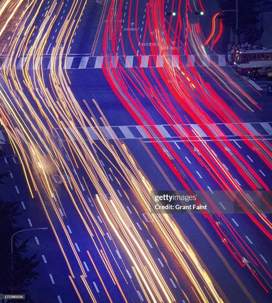 Abstract view of car traffic