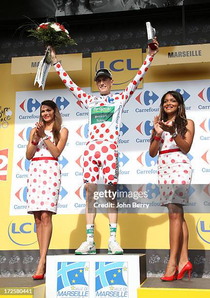 Pierre Rolland of France and Team Europcar keeps the best climber's jersey after Stage Five of the Tour de France 2013 - the 100th Tour de France -,...