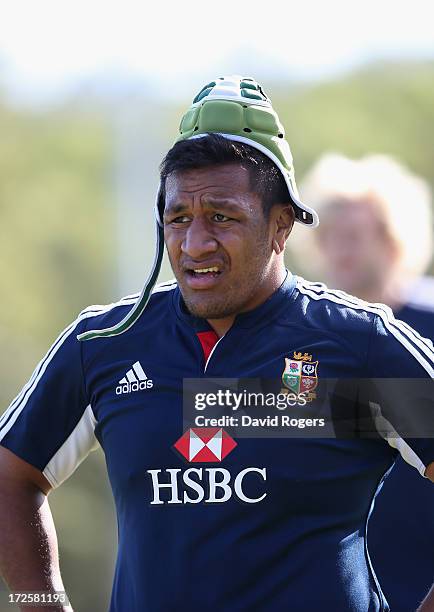 Mako Vunipola looks on during a British & Irish Lions training session at Noosa Dolphins RFA on July 4, 2013 in Noosa, Australia.