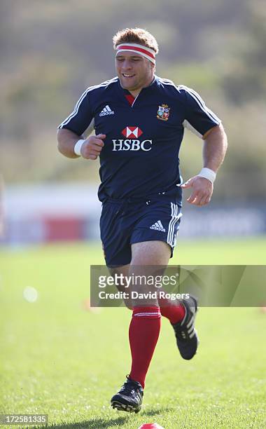 Tom Youngs runs during a British and Irish Lions training session at Noosa Dolphins RFA on July 4, 2013 in Noosa, Australia.