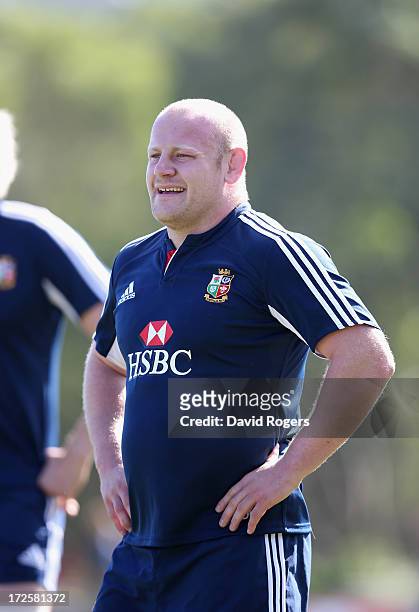 Dan Cole looks on during a British and Irish Lions training session at Noosa Dolphins RFA on July 4, 2013 in Noosa, Australia.