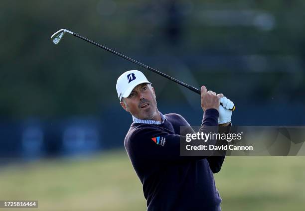 Matt Kuchar of The United States plays his second shot on the second hole during round three on Day Five of the Alfred Dunhill Links Championship on...