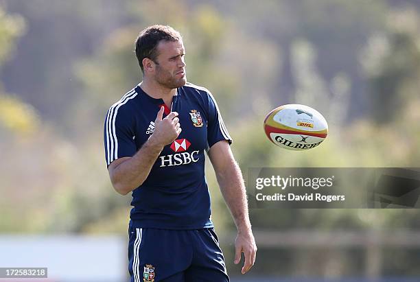 Jamie Roberts looks on during a British and Irish Lions training session at Noosa Dolphins RFA on July 4, 2013 in Noosa, Australia.