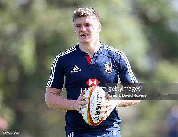 Owen Farrell looks on during a British and Irish Lions training session at Noosa Dolphins RFA on July 4, 2013 in Noosa, Australia.