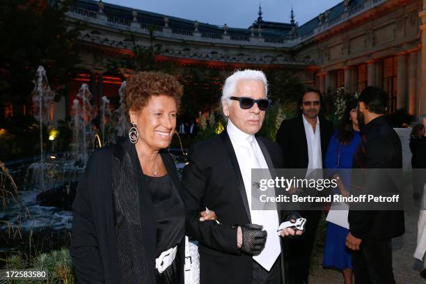 Carla Fendi and Fashion Designer Karl Lagerfeld attend 'The Glory Of Water' : Karl Lagerfeld's Exhibition Preview and Fendi new shop opening party -...