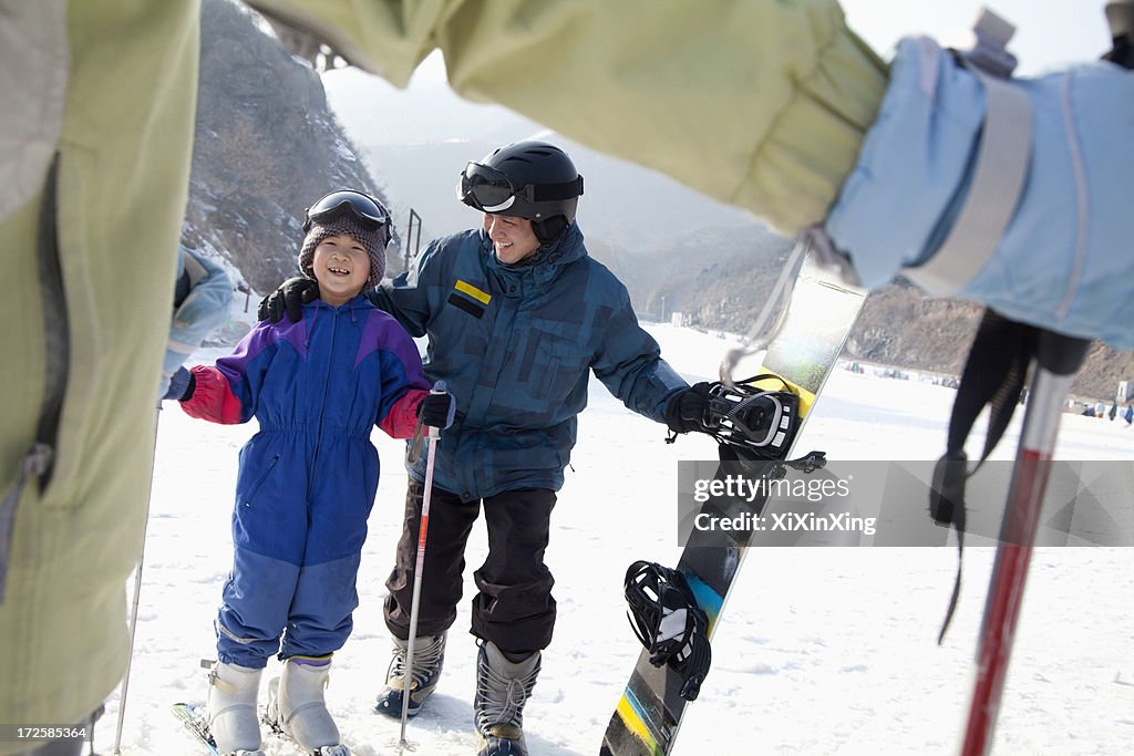 Family Skiing in Ski Resort