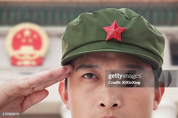 soldier saluting - communism stockfoto's en -beelden