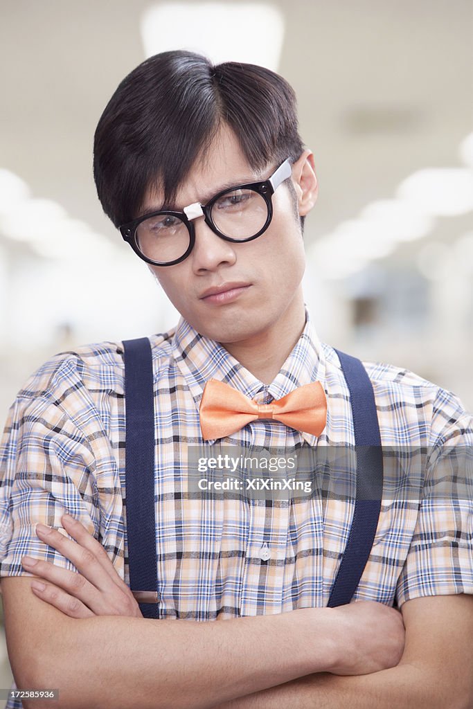 Curious Young Man with Glasses