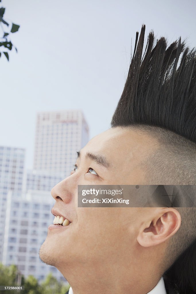 Young man with Mohawk close-up