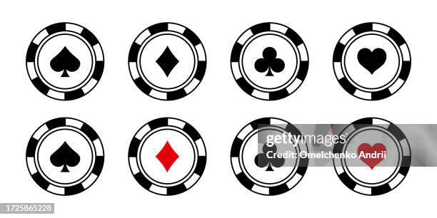 poker chips icon symbol set - token stock illustrations