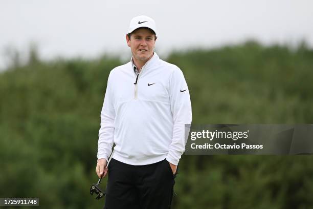 Robert MacIntyre of Scotland reacts on the 12th green during Round Three on Day Five of the Alfred Dunhill Links Championship at the Old Course St....