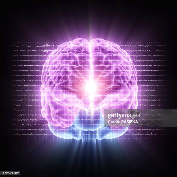 stockillustraties, clipart, cartoons en iconen met brain activity, artwork - eeg