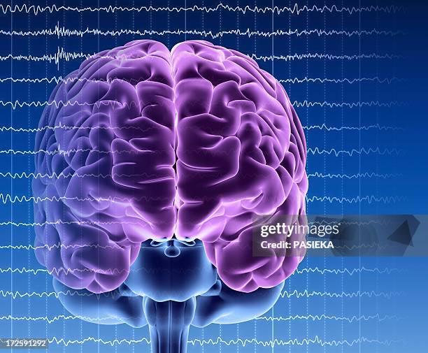 brain activity, artwork - gehirnstrom stock-grafiken, -clipart, -cartoons und -symbole