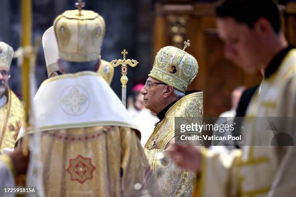 Cardinal Béchara Boutros Raï, the Maronite Patriarch of Antioch, presides over the Byzantine rite Mass in St. Peter’s Basilica ahead of the...