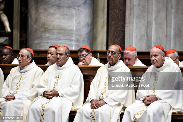Cardinals attend the Byzantine rite Mass in St. Peter’s Basilica ahead of the presentation of the fourth General Congregation of the XVI Ordinary...