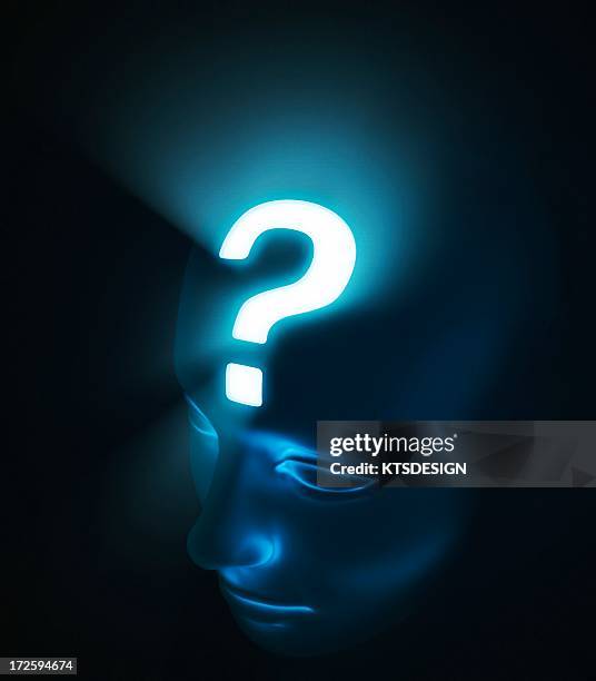 confusion, conceptual artwork - face looking down stock illustrations