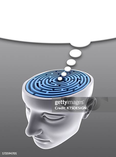 confusion, conceptual artwork - face looking down stock illustrations