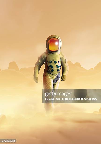 mars exploration, artwork - spaceman stock illustrations