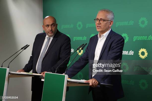 Omid Nouripour , co-leader of the German Greens Party, and Tarek Al-Wazir, co-lead candidate of the Greens Party in yesterday's Hesse state...