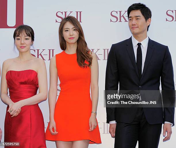 Lim Soo-Jung, Lee Yeon-Hee and Yoo Ji-Tae attend the SK-II Global Event 'Honoring The Spirit Of Discovery' at the Raum on July 3, 2013 in Seoul,...