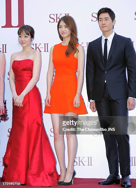 Lim Soo-Jung, Lee Yeon-Hee and Yoo Ji-Tae attend the SK-II Global Event 'Honoring The Spirit Of Discovery' at the Raum on July 3, 2013 in Seoul,...