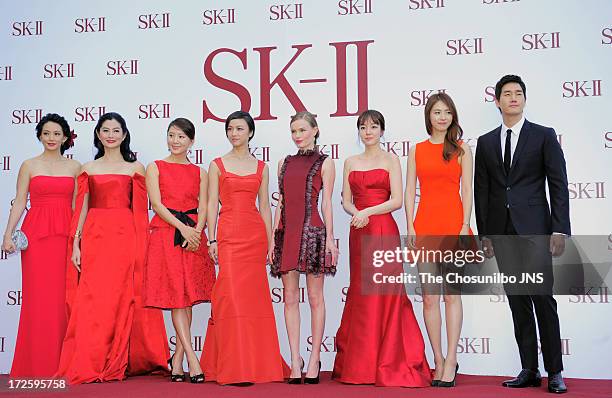 Susan Bachtiar, Suquan Bulakul, Kim Hee-Ae, Tang Wei, Kate Bosworth, Lim Soo-Jung, Lee Yeon-Hee and Yoo Ji-Tae attend the SK-II Global Event...