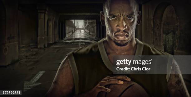 illustration of african american basketball player standing in tunnel - toughness stock illustrations