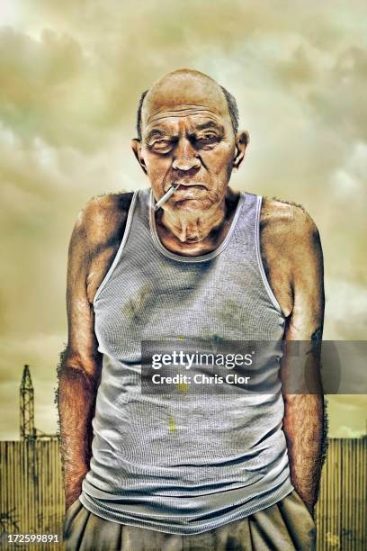 caucasian man smoking outdoors - man smoking cigarette stock illustrations