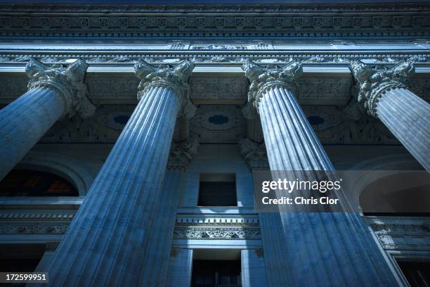 low angle view of columned building - courthouse foto e immagini stock