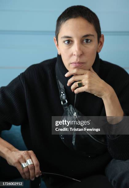 Director Marie Amachoukeli poses for a portrait session at the Afternoon Filmmaker Teas during the 67th BFI London Film Festival at the Sea...