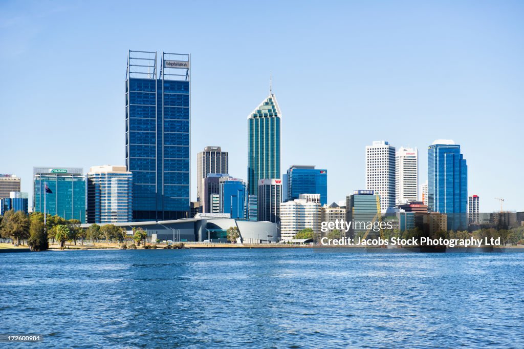 City skyline and waterfront, Perth, Western Australia, Australia