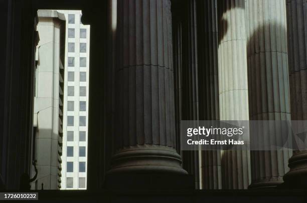 Office blocks and pillars in New Orleans, Louisiana, 1979.