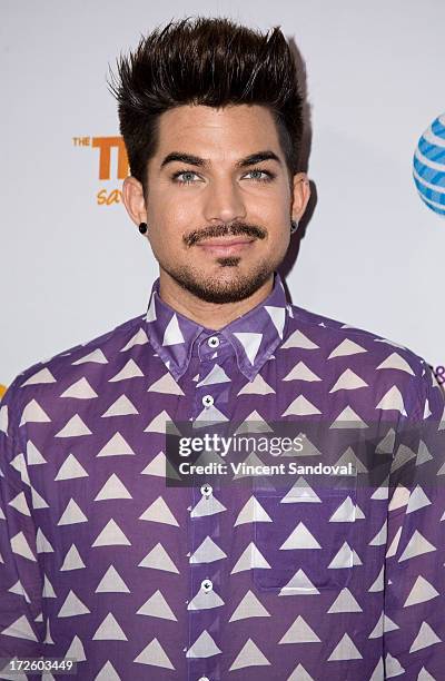 Singer Adam Lambert attends the Adam Lambert performance and check donation presentation to The Trevor Project for "Live Proud" Campaign at Playhouse...