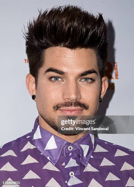 Singer Adam Lambert attends the Adam Lambert performance and check donation presentation to The Trevor Project for "Live Proud" Campaign at Playhouse...