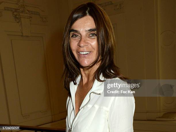 Carine Roitfeld attends the Jean Paul Gaultier show as part of Paris Fashion Week Haute-Couture Fall/Winter 2013-2014 at 325 Rue Saint Martin on July...
