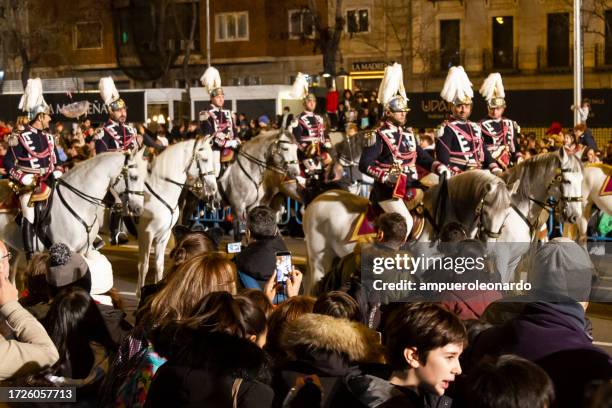 christmas holidays: three wise men (or three kings) traditional parade in madrid, spain - epiphany stock pictures, royalty-free photos & images