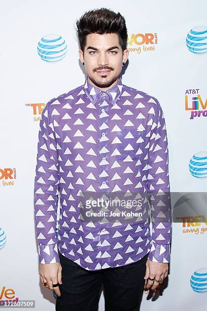 Singer Adam Lambert attneds Adam Lambert Performance And Check Donation Presentation To The Trevor Project For "Live Proud" Campaign at Playhouse...