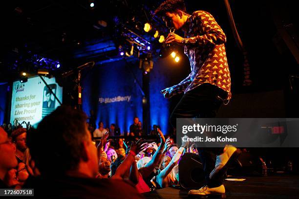 Singer Adam Lambert performs live at Playhouse Hollywood on July 3, 2013 in Los Angeles, California.